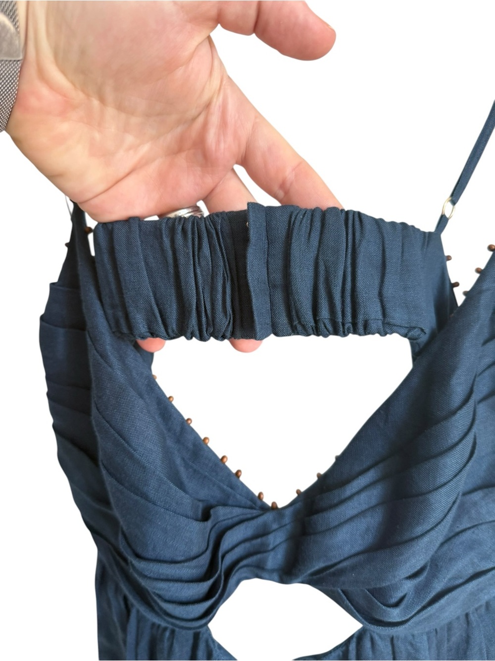 ZIMMERMAN Navy Cutout Maxi Dress with Spaghetti Straps - Picture 5 of 15